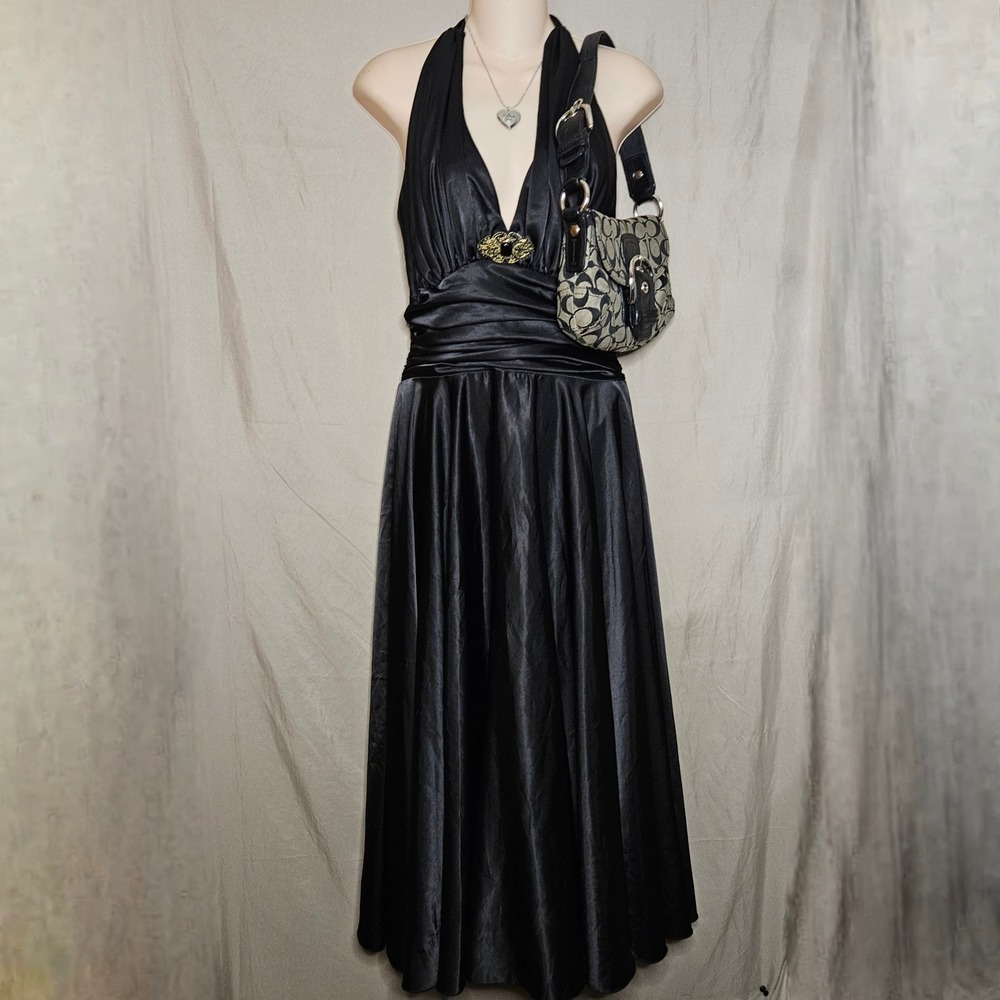 Aspeed Black Halter Maxi Dress Evening Party Gown